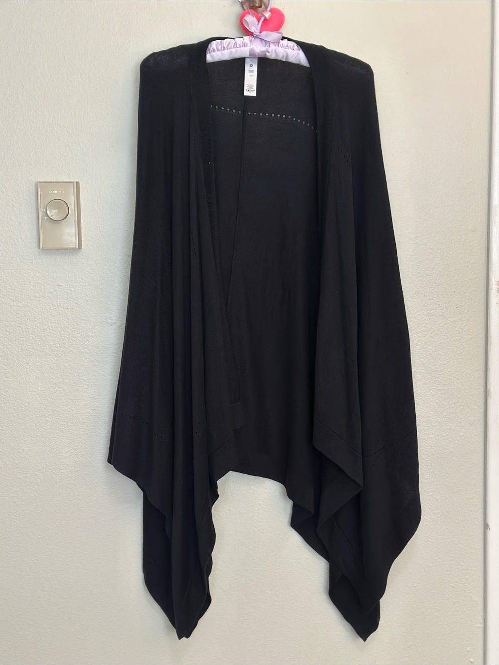 lululemon athletica Silk Blend Black Open-Front Draped Poncho Cardigan